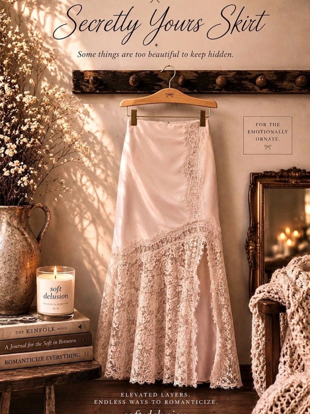 Secretly Yours Skirt Lace Midi Skirt in Ivory